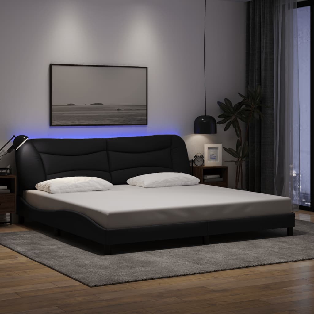 vidaXL Cadru de pat cu LED fără saltea țesătură neagră 200x200 cm