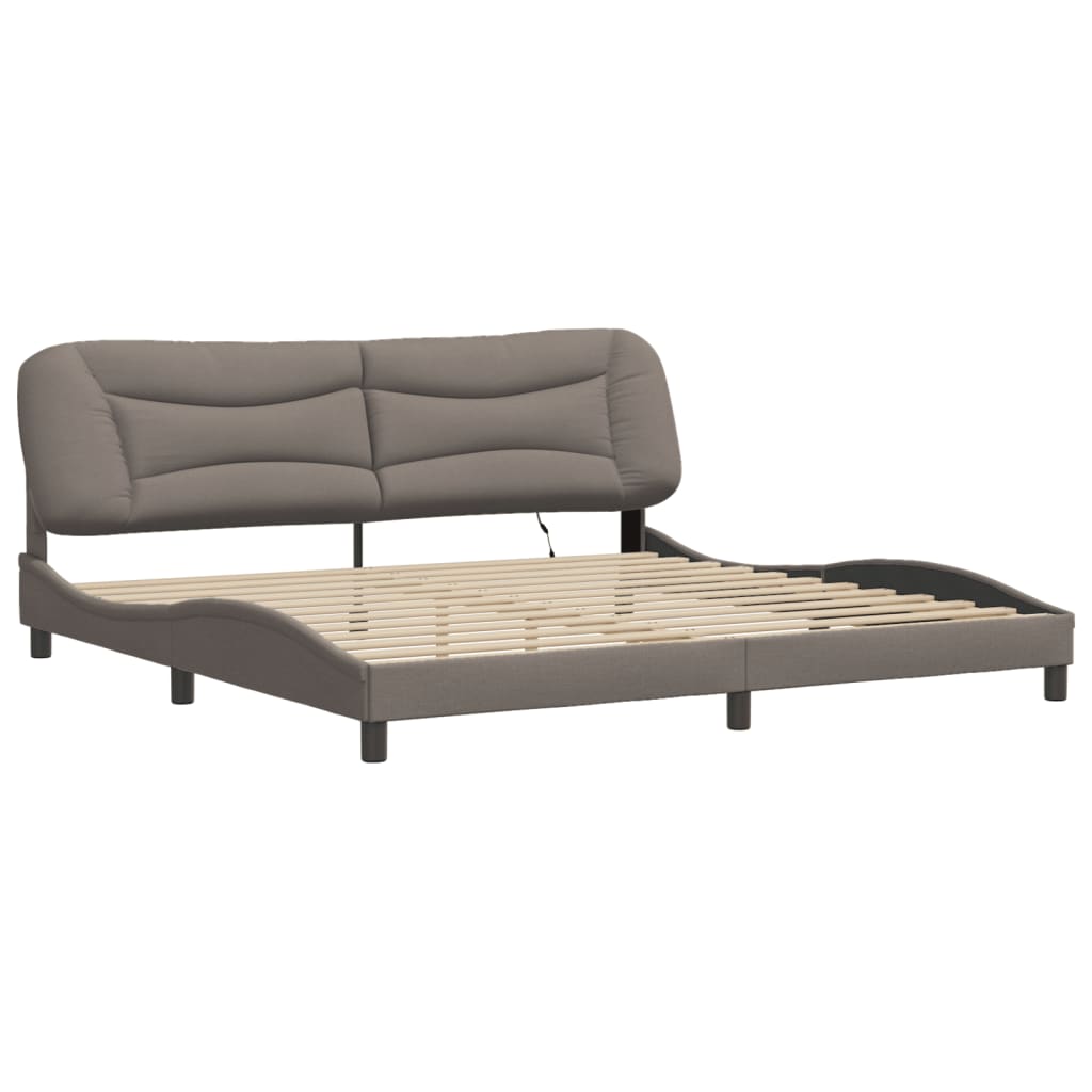 vidaXL Cadru de pat cu lumini LED, gri taupe, 200x200 cm, textil