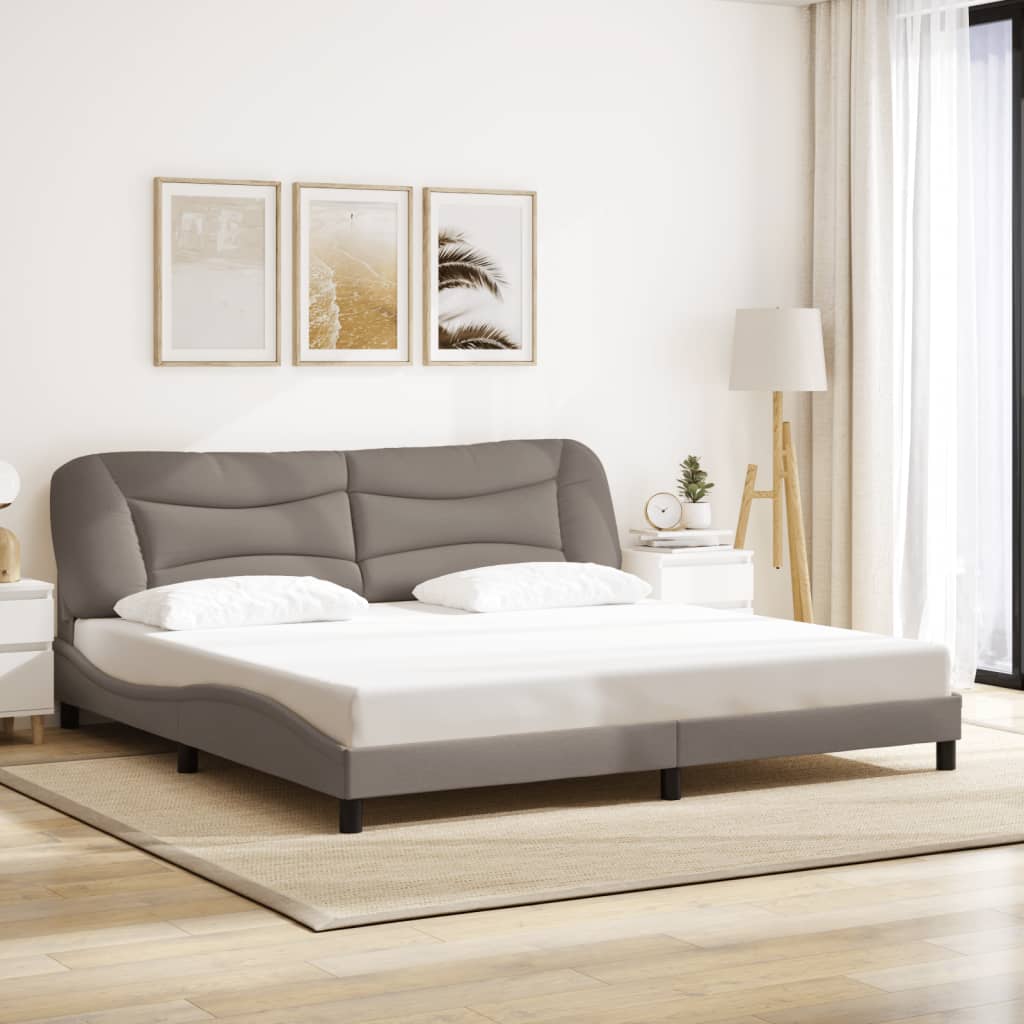 vidaXL Cadru de pat cu lumini LED, gri taupe, 200x200 cm, textil