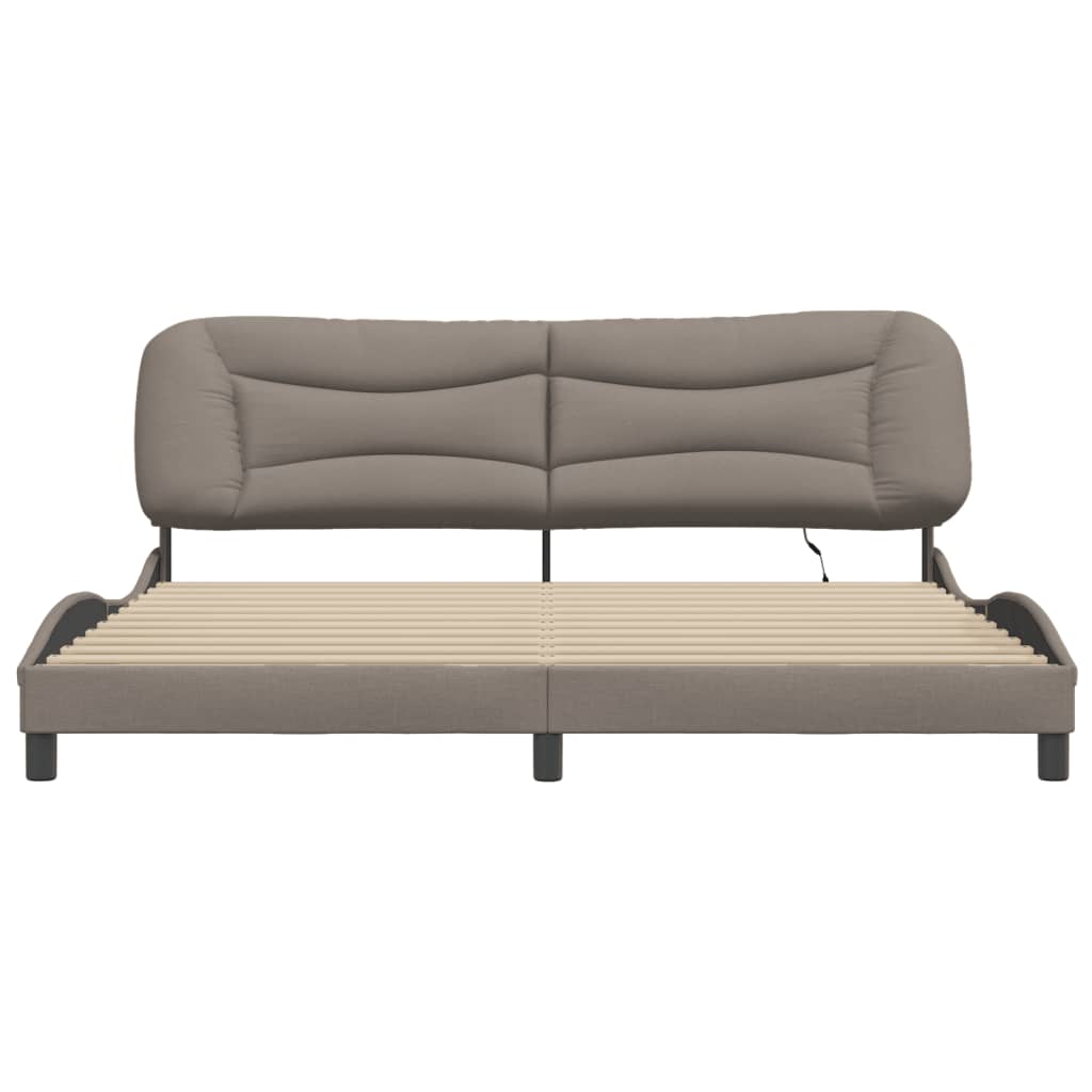 vidaXL Cadru de pat cu lumini LED, gri taupe, 200x200 cm, textil