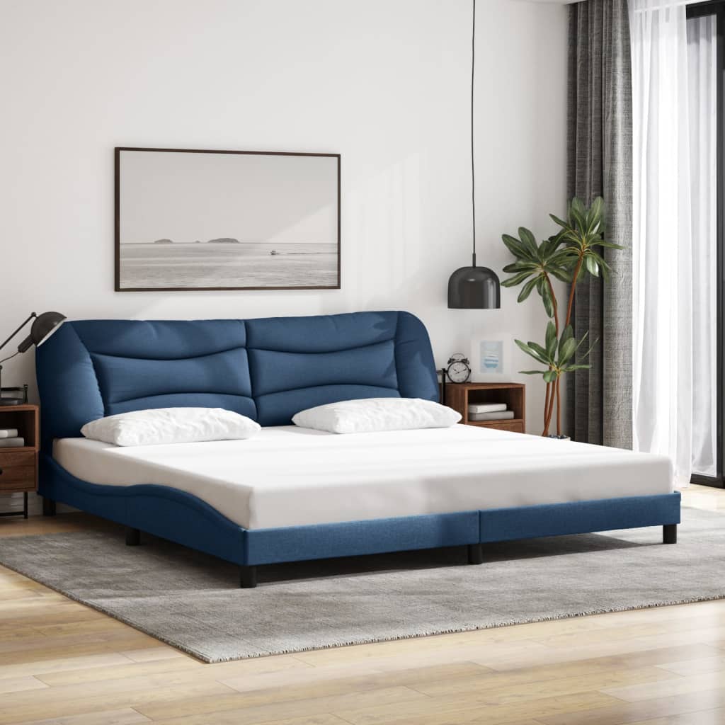 vidaXL Cadru de pat cu LED fără saltea Albastru 200x200 cm Material vidaXL Cadru de pat cu LED fără saltea Albastru 200x200 cm Material