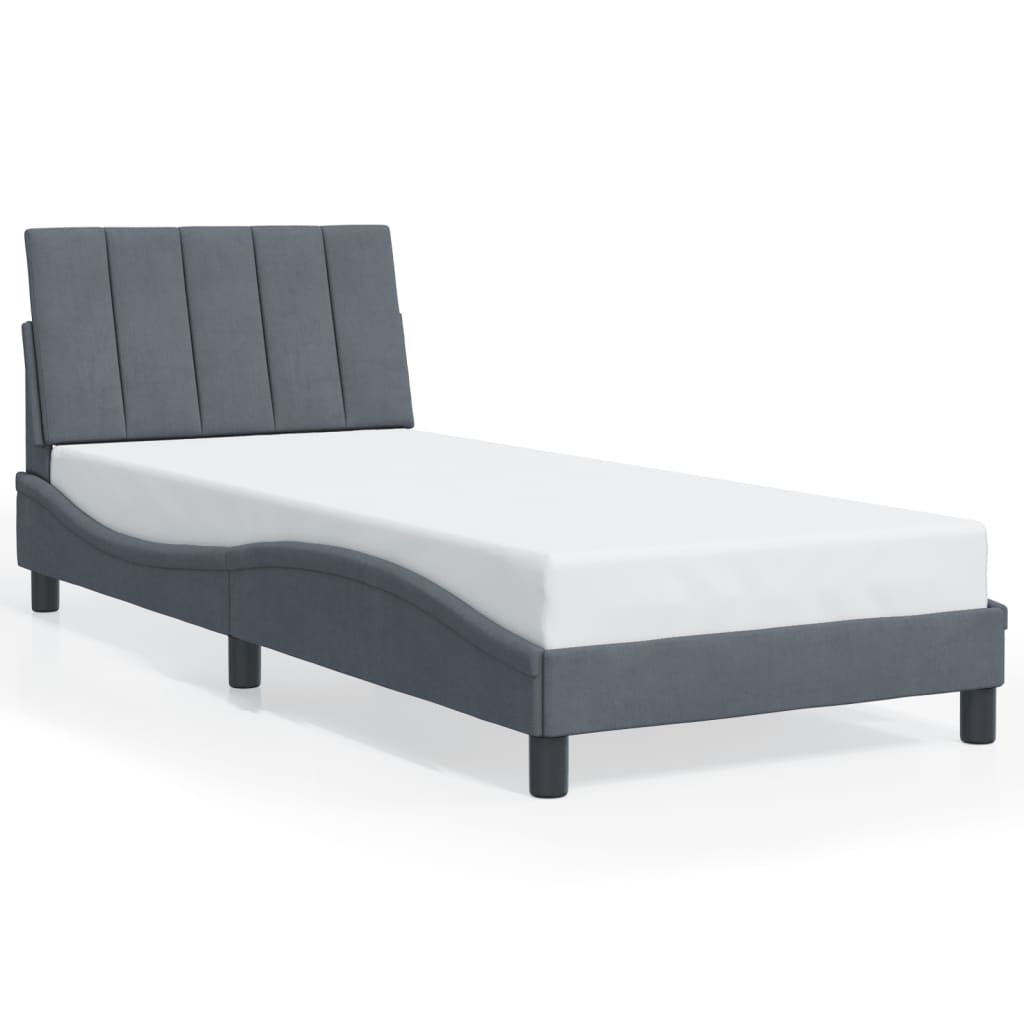 vidaXL Cadru de pat cu lumini LED, gri închis, 80x200 cm, catifea