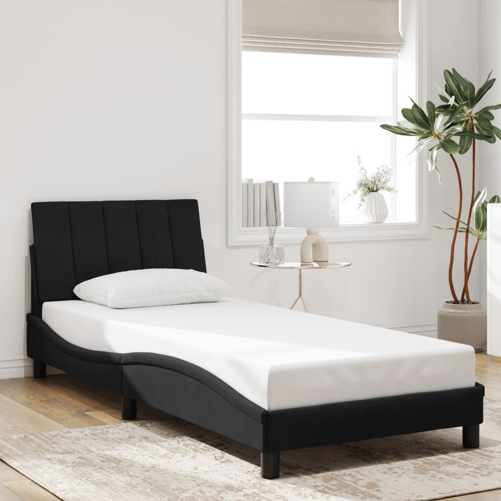 vidaXL Cadru de pat cu lumini LED, negru, 90x200 cm, catifea