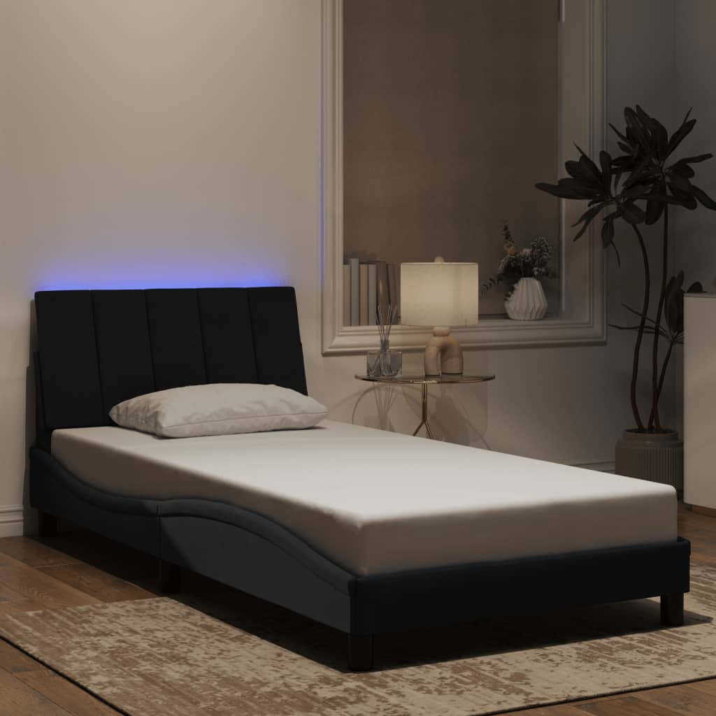 vidaXL Cadru de pat cu lumini LED, negru, 100x200 cm, catifea vidaXL Cadru de pat cu lumini LED, negru, 100x200 cm, catifea