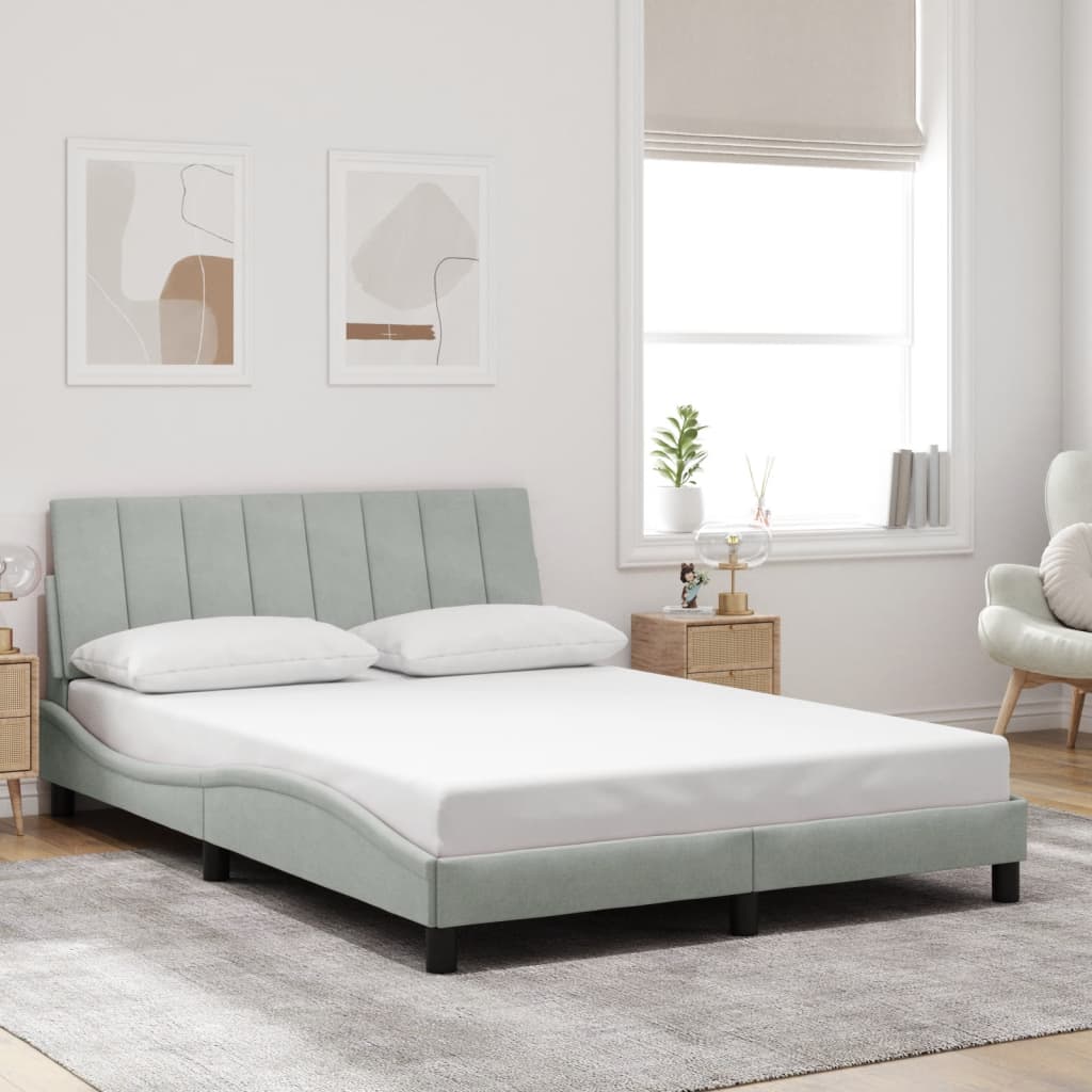 vidaXL Cadru de pat cu lumini LED, gri deschis, 120x200 cm, catifea