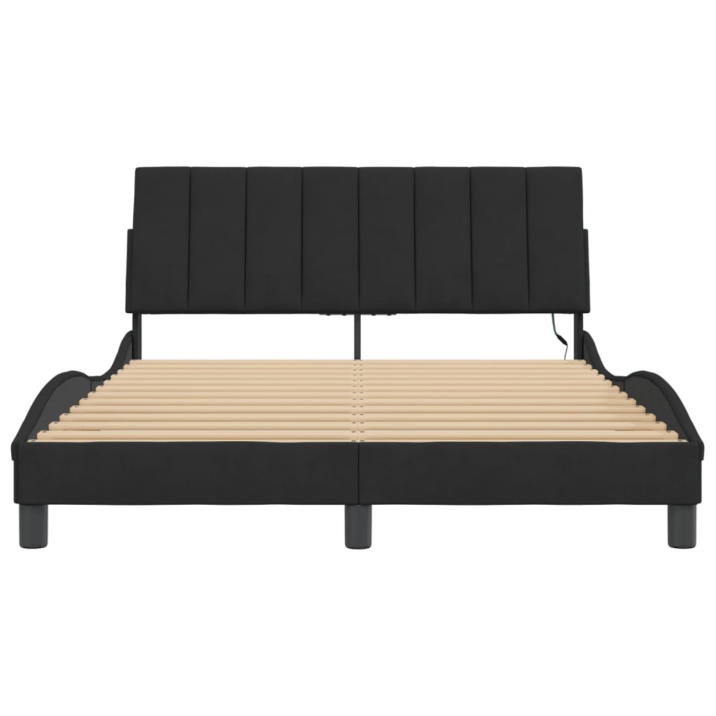 vidaXL Cadru de pat cu lumini LED, negru, 120x200 cm, catifea vidaXL Cadru de pat cu lumini LED, negru, 120x200 cm, catifea