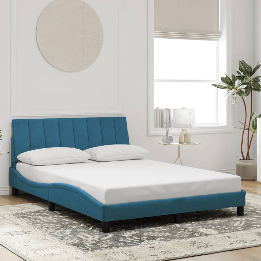 vidaXL Cadru de pat cu lumini LED, albastru, 120x200 cm, catifea