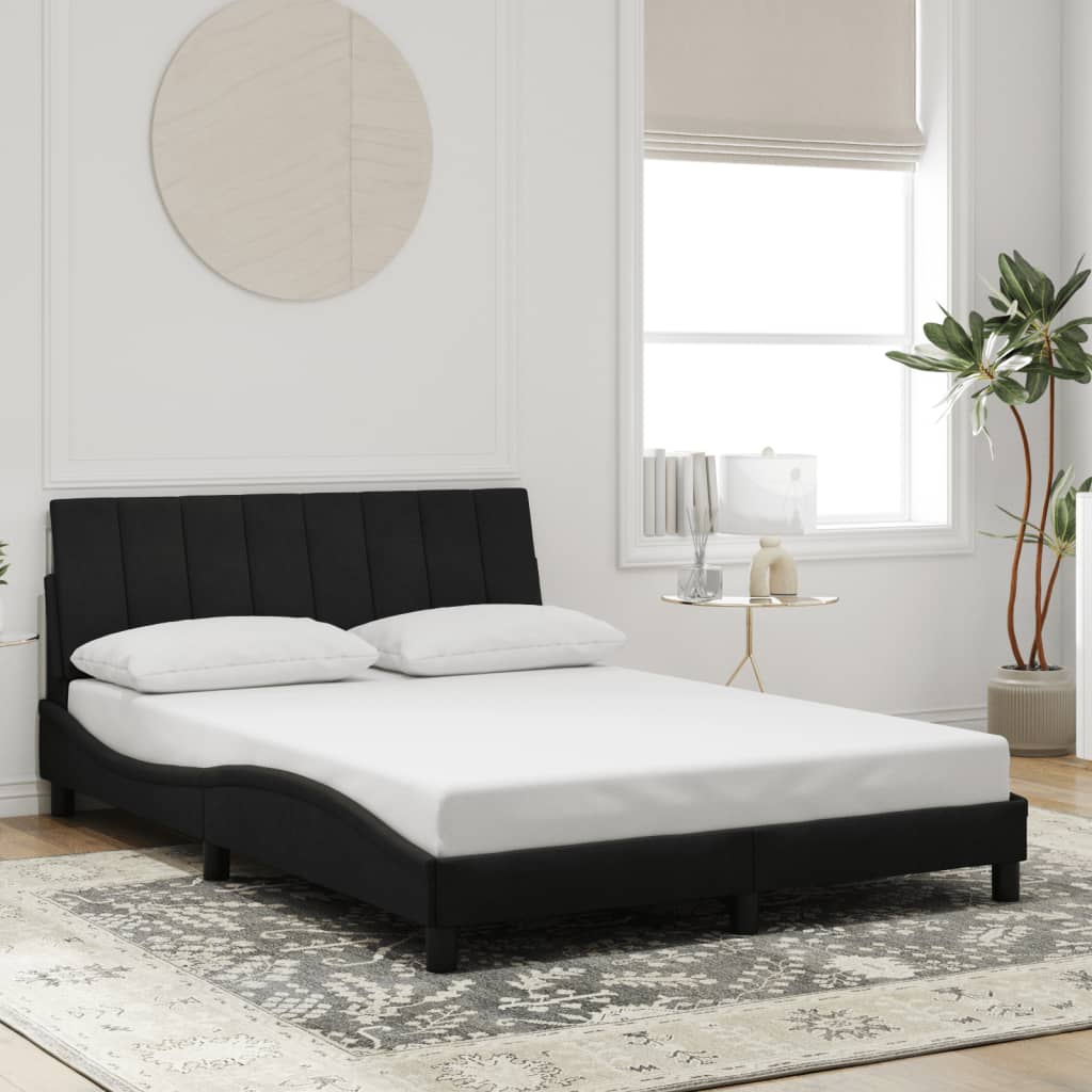 vidaXL Cadru de pat cu lumini LED, negru, 140x190 cm, catifea vidaXL Cadru de pat cu lumini LED, negru, 140x190 cm, catifea