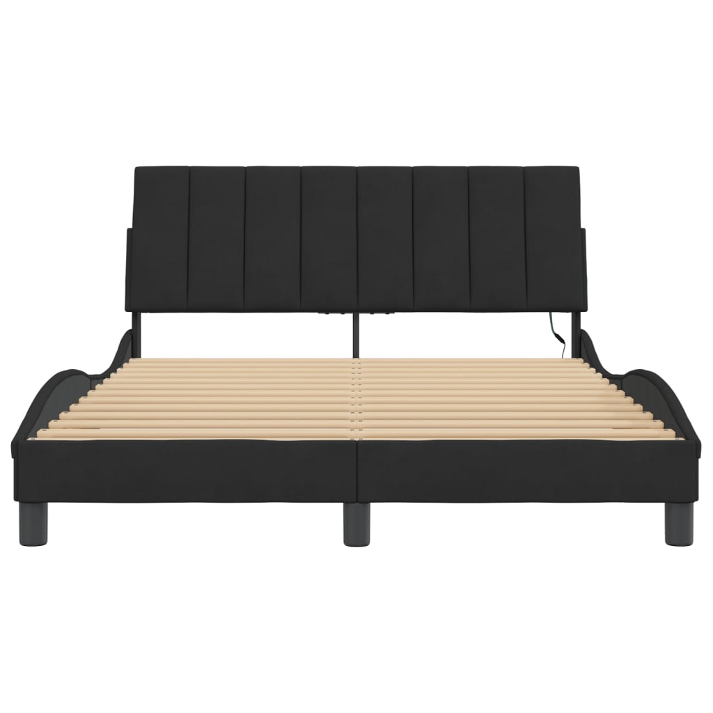vidaXL Cadru de pat cu lumini LED, negru, 140x190 cm, catifea vidaXL Cadru de pat cu lumini LED, negru, 140x190 cm, catifea