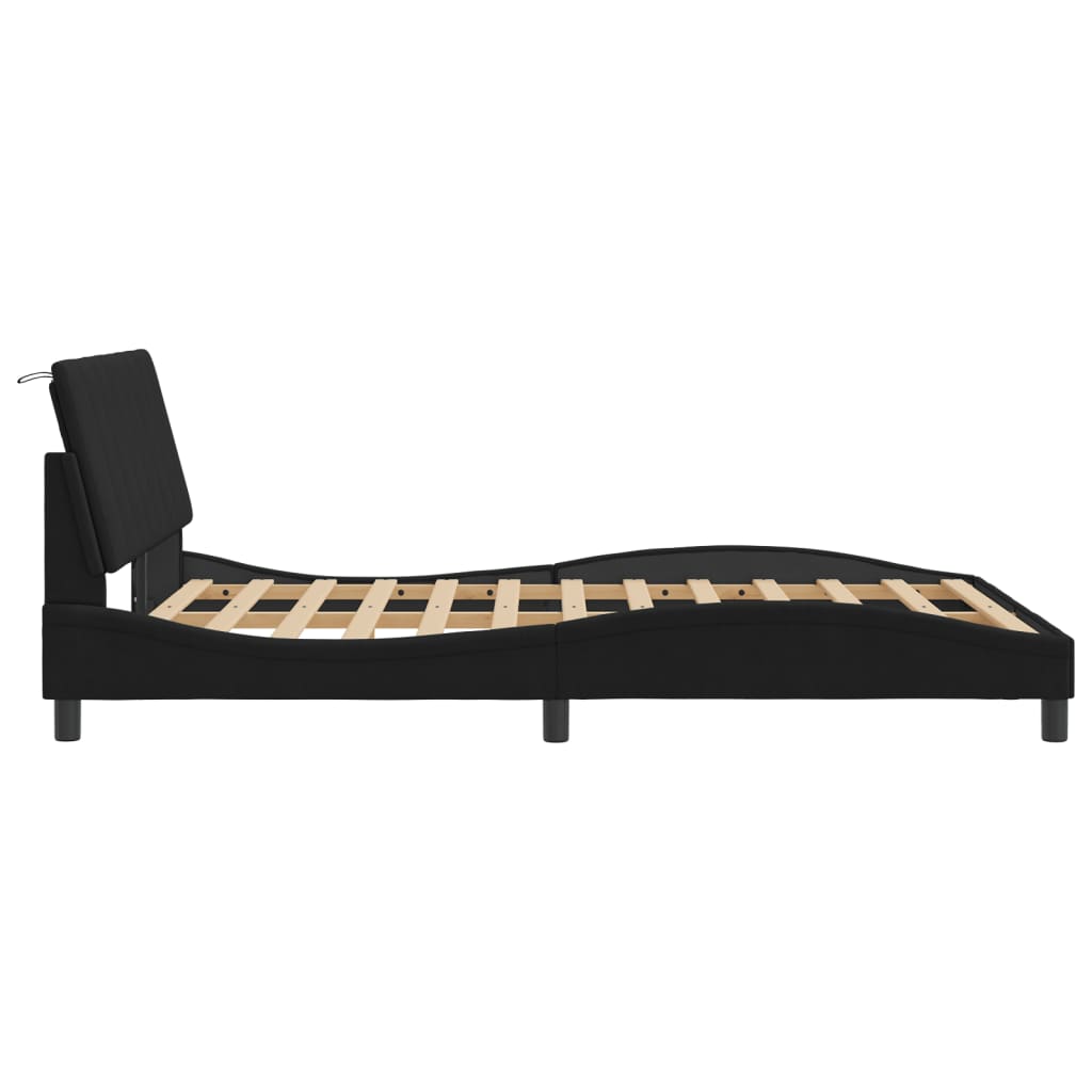 vidaXL Cadru de pat cu lumini LED, negru, 140x190 cm, catifea vidaXL Cadru de pat cu lumini LED, negru, 140x190 cm, catifea