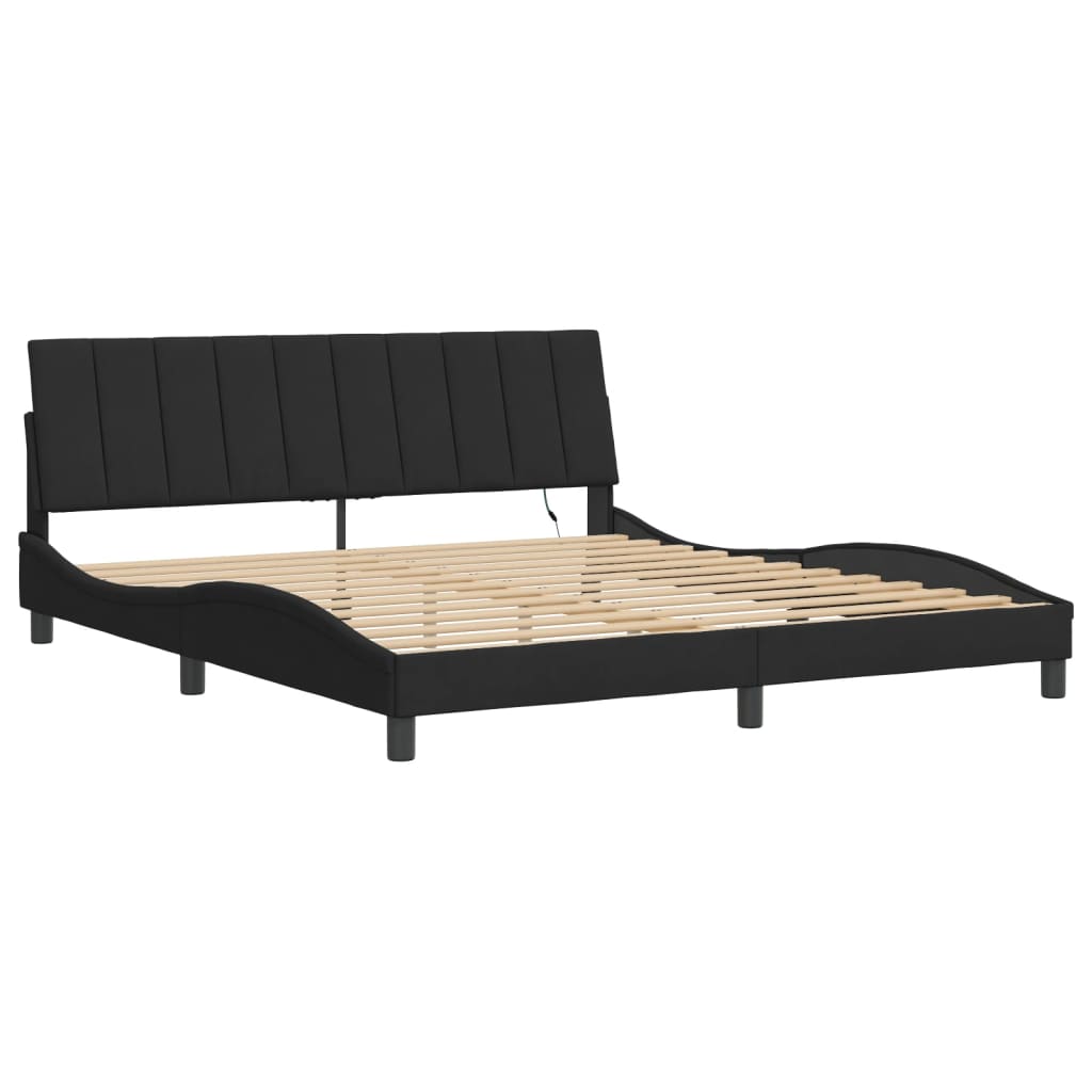 vidaXL Cadru de pat cu lumini LED, negru, 180x200 cm, catifea vidaXL Cadru de pat cu lumini LED, negru, 180x200 cm, catifea