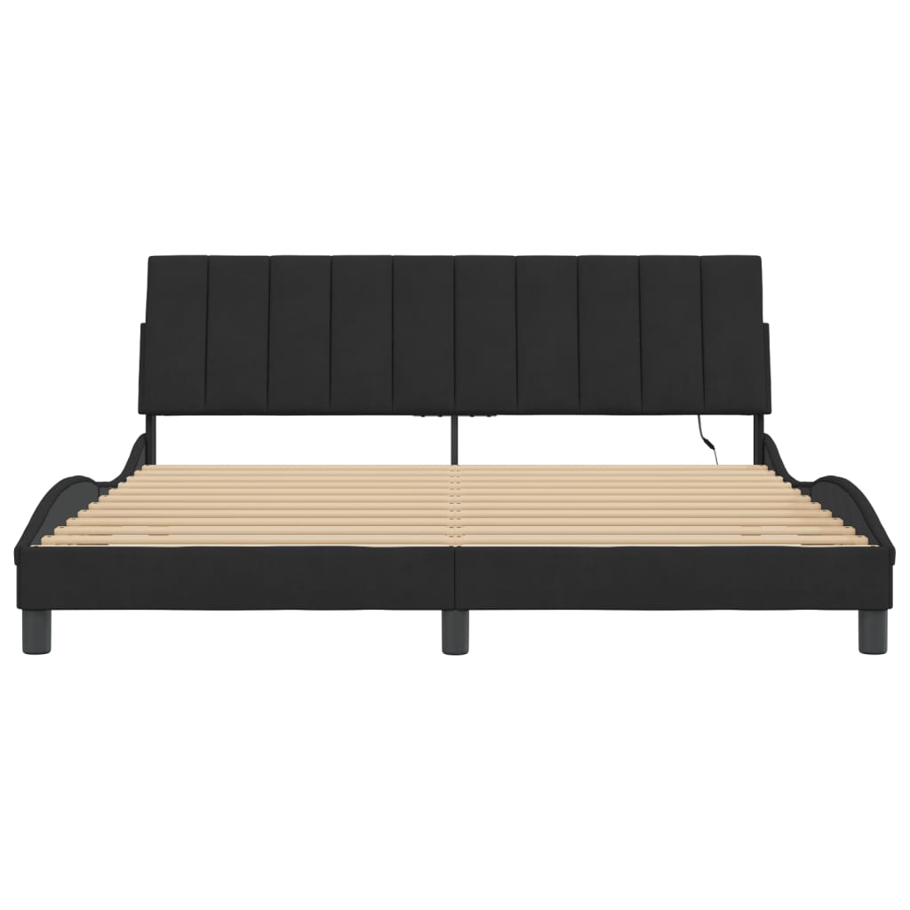 vidaXL Cadru de pat cu lumini LED, negru, 180x200 cm, catifea vidaXL Cadru de pat cu lumini LED, negru, 180x200 cm, catifea