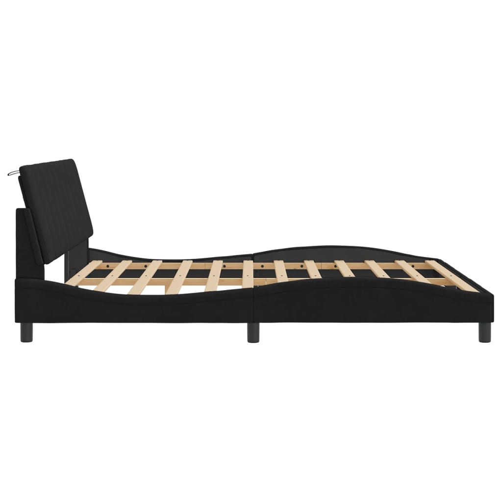 vidaXL Cadru de pat cu lumini LED, negru, 180x200 cm, catifea vidaXL Cadru de pat cu lumini LED, negru, 180x200 cm, catifea