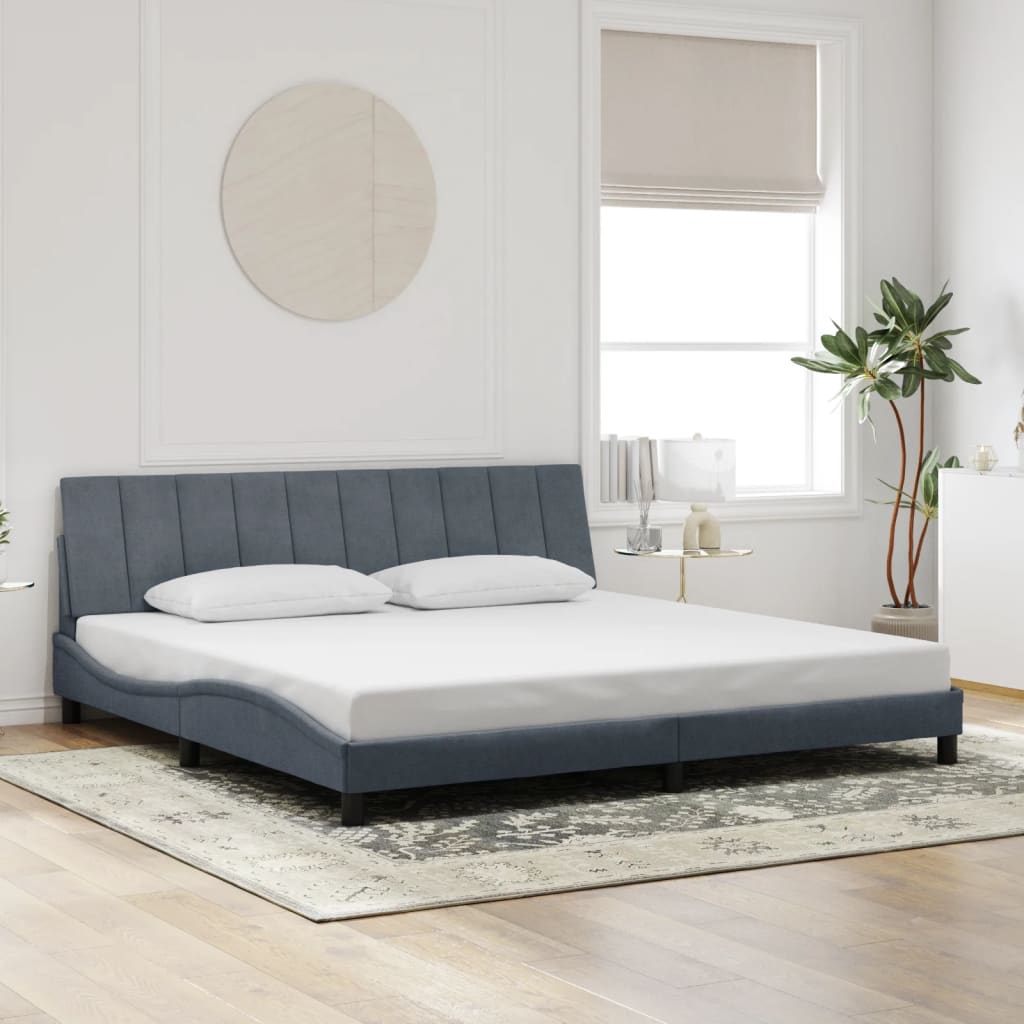 vidaXL Cadru de pat cu lumini LED, gri închis, 200x200 cm, catifea