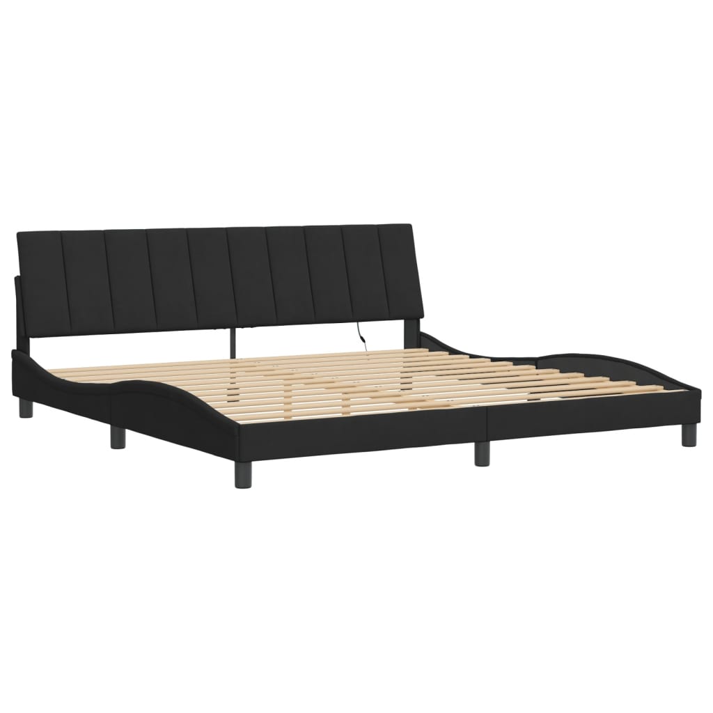 vidaXL Cadru de pat cu lumini LED, negru, 200x200 cm, catifea