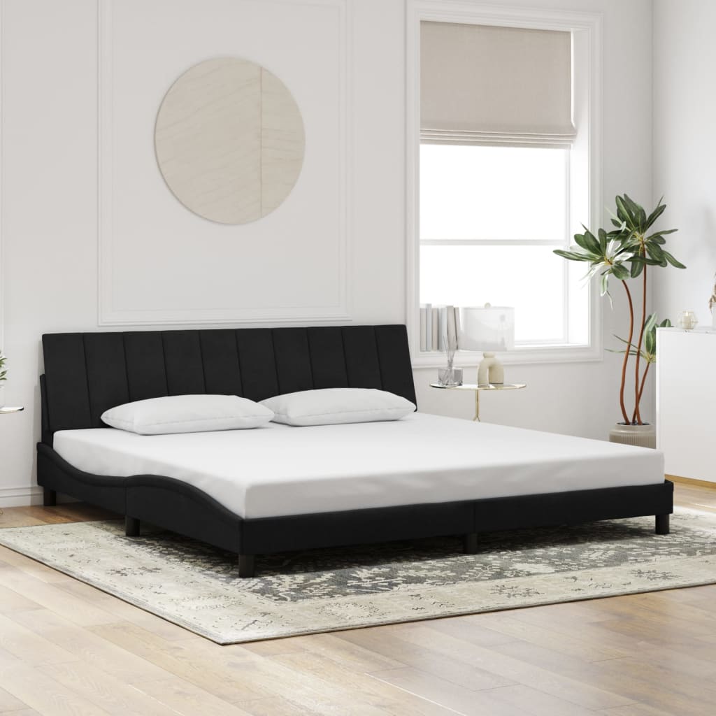 vidaXL Cadru de pat cu lumini LED, negru, 200x200 cm, catifea