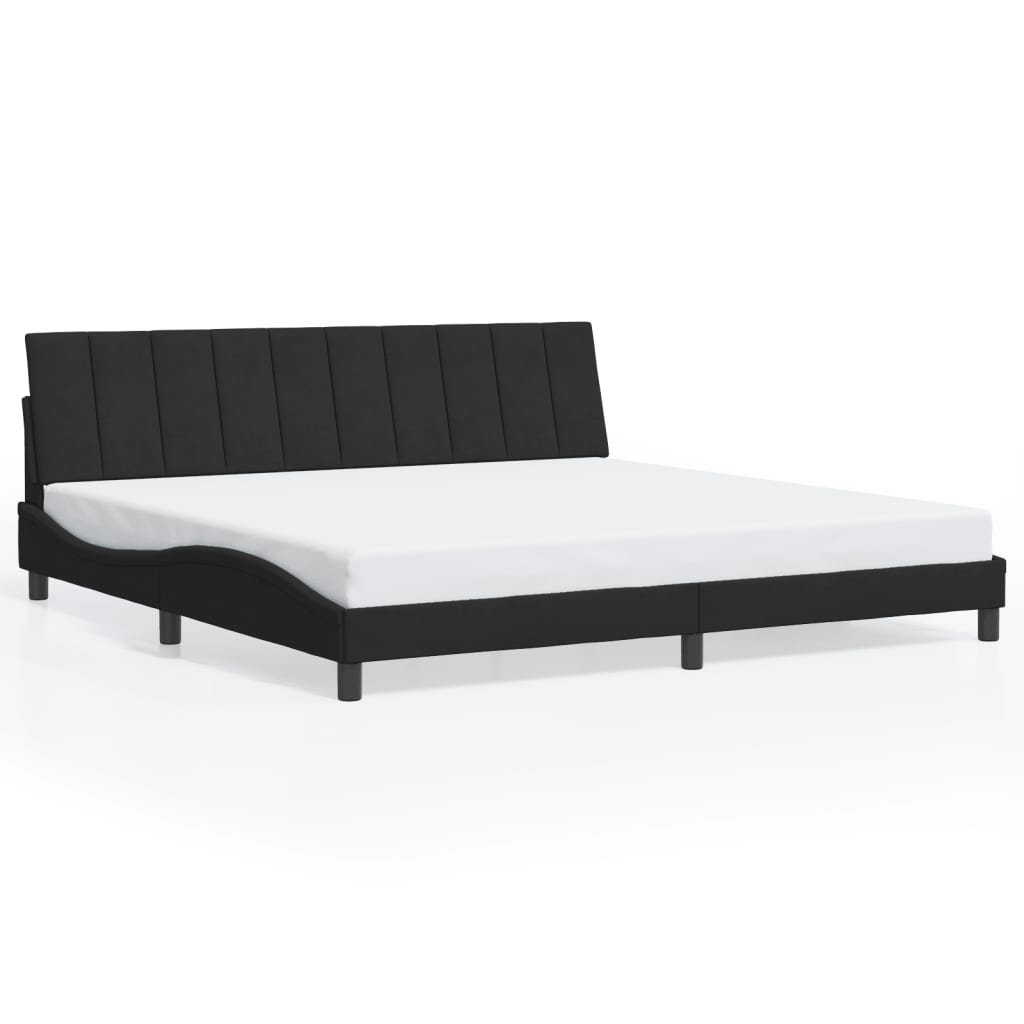 vidaXL Cadru de pat cu lumini LED, negru, 200x200 cm, catifea