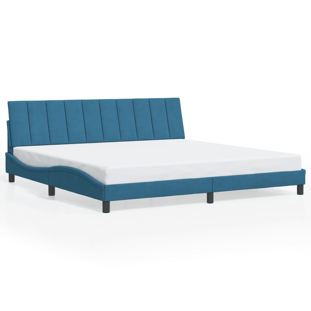 vidaXL Cadru de pat cu lumini LED, albastru, 200x200 cm, catifea