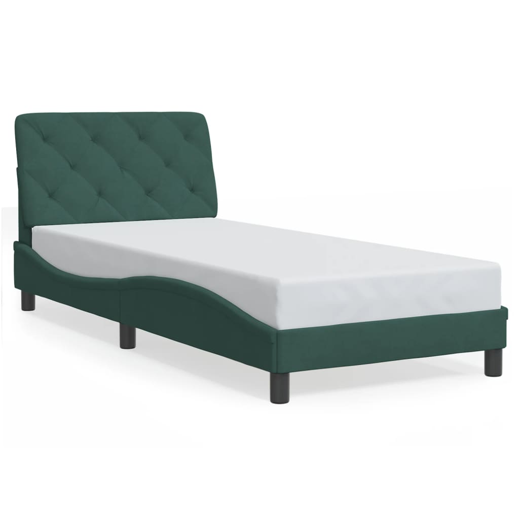 vidaXL Cadru de pat cu lumini LED, verde închis, 80x200 cm, catifea