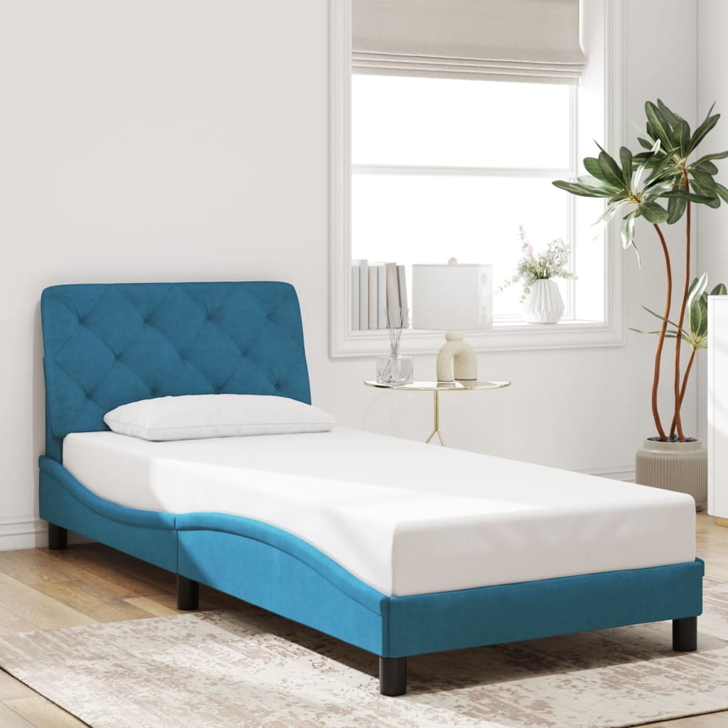 vidaXL Cadru de pat cu lumini LED, albastru, 80x200 cm, catifea vidaXL Cadru de pat cu lumini LED, albastru, 80x200 cm, catifea