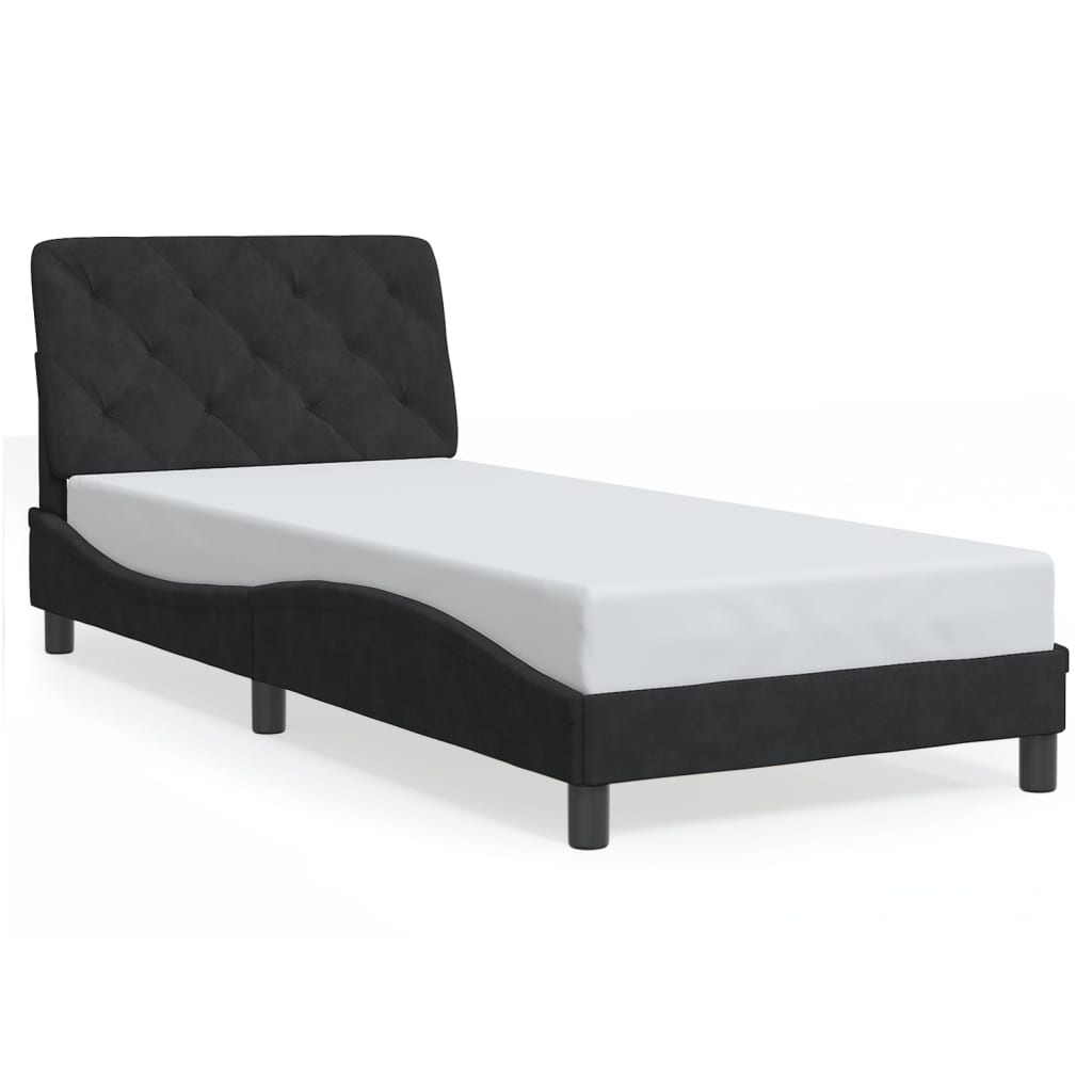 vidaXL Cadru de pat cu lumini LED, negru, 90x190 cm, catifea