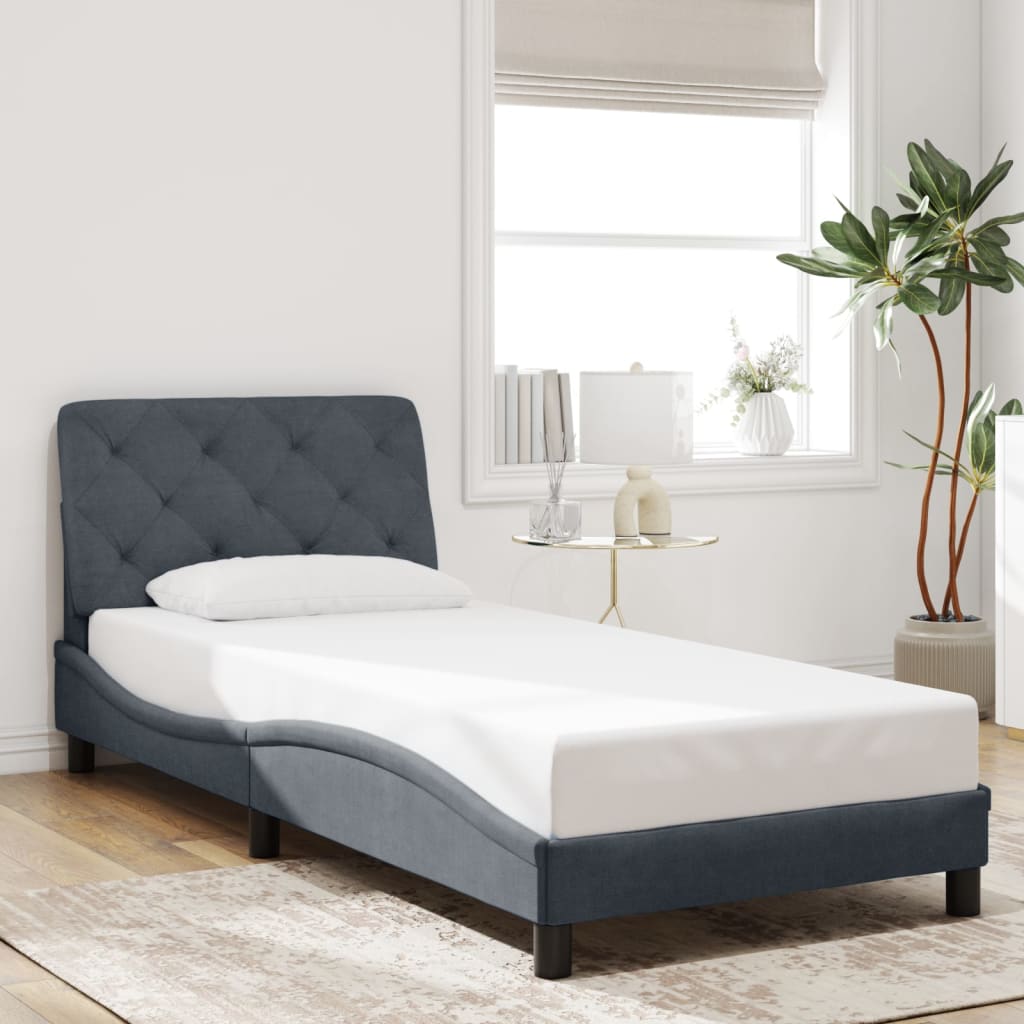 vidaXL Cadru de pat cu lumini LED, gri închis, 152x203 cm, catifea