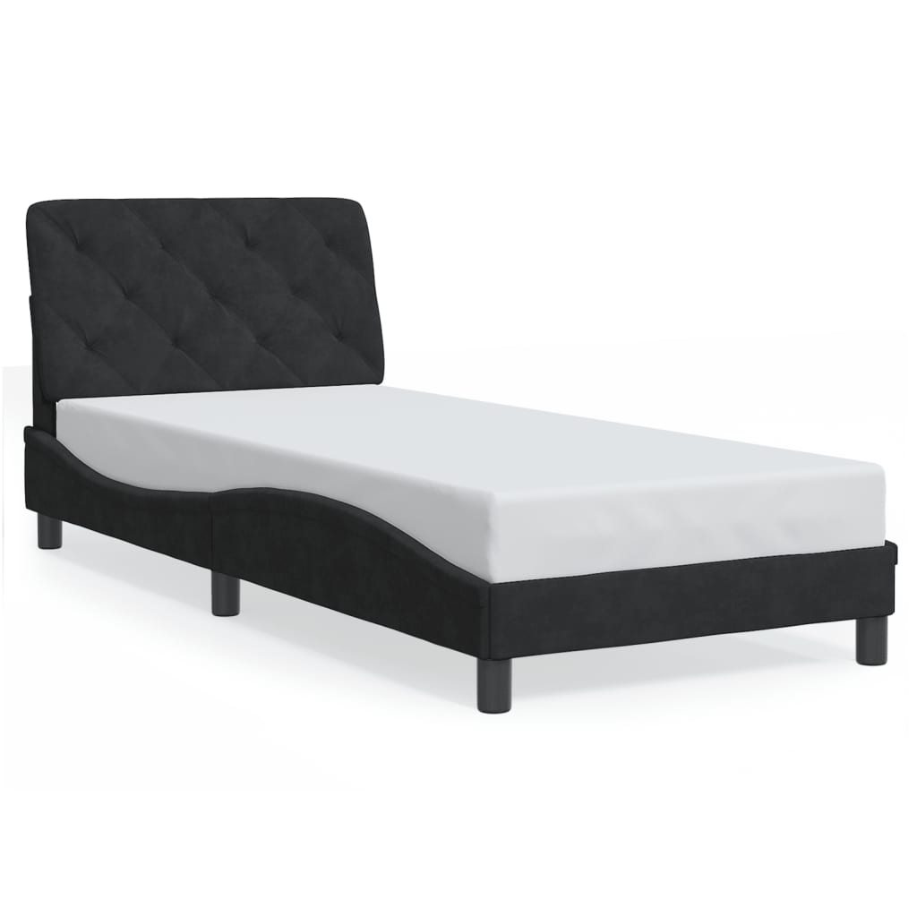 vidaXL Cadru de pat cu lumini LED, negru, 90x200 cm, catifea