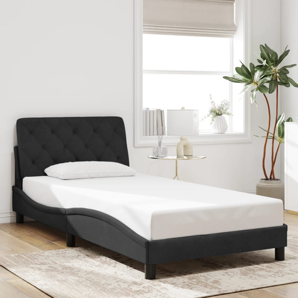 vidaXL Cadru de pat cu lumini LED, negru, 100x200 cm, catifea vidaXL Cadru de pat cu lumini LED, negru, 100x200 cm, catifea