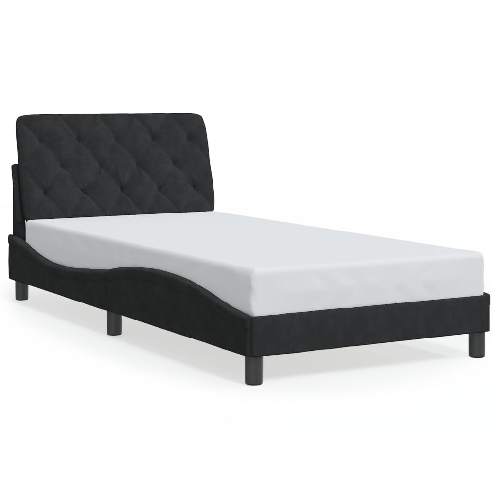 vidaXL Cadru de pat cu lumini LED, negru, 100x200 cm, catifea vidaXL Cadru de pat cu lumini LED, negru, 100x200 cm, catifea