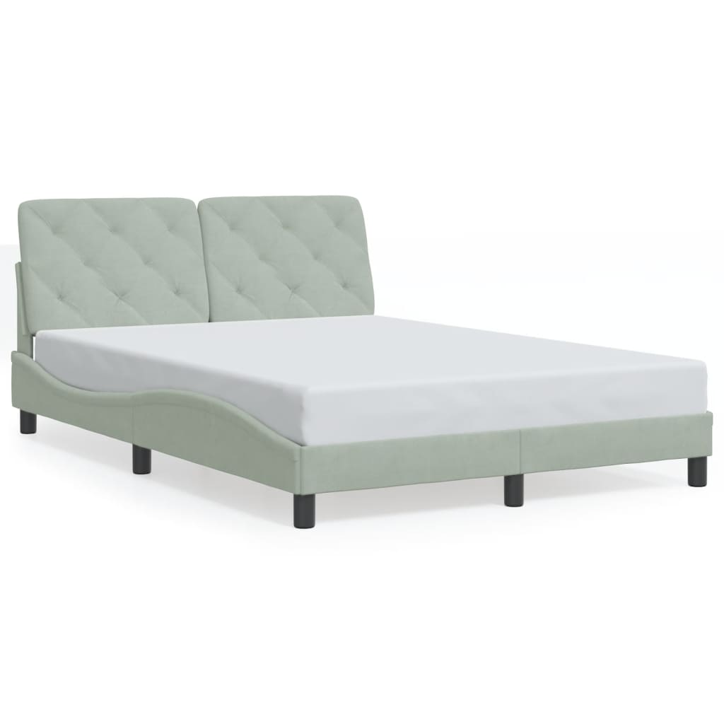vidaXL Cadru de pat cu lumini LED, gri deschis, 120x200 cm, catifea