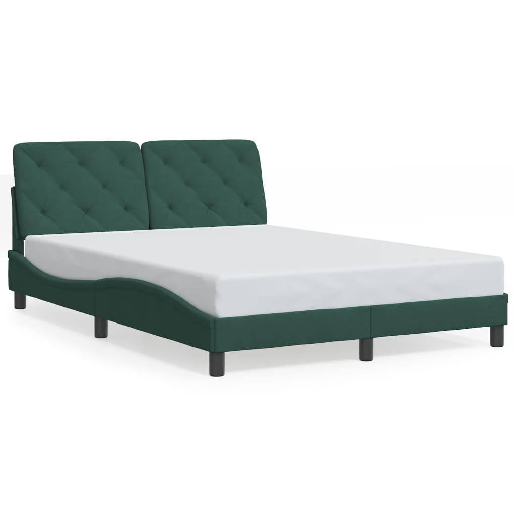 vidaXL Cadru de pat cu lumini LED, verde închis, 120x200 cm, catifea