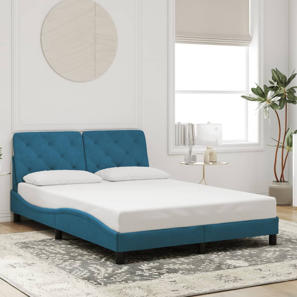 vidaXL Cadru de pat cu lumini LED, albastru, 120x200 cm, catifea