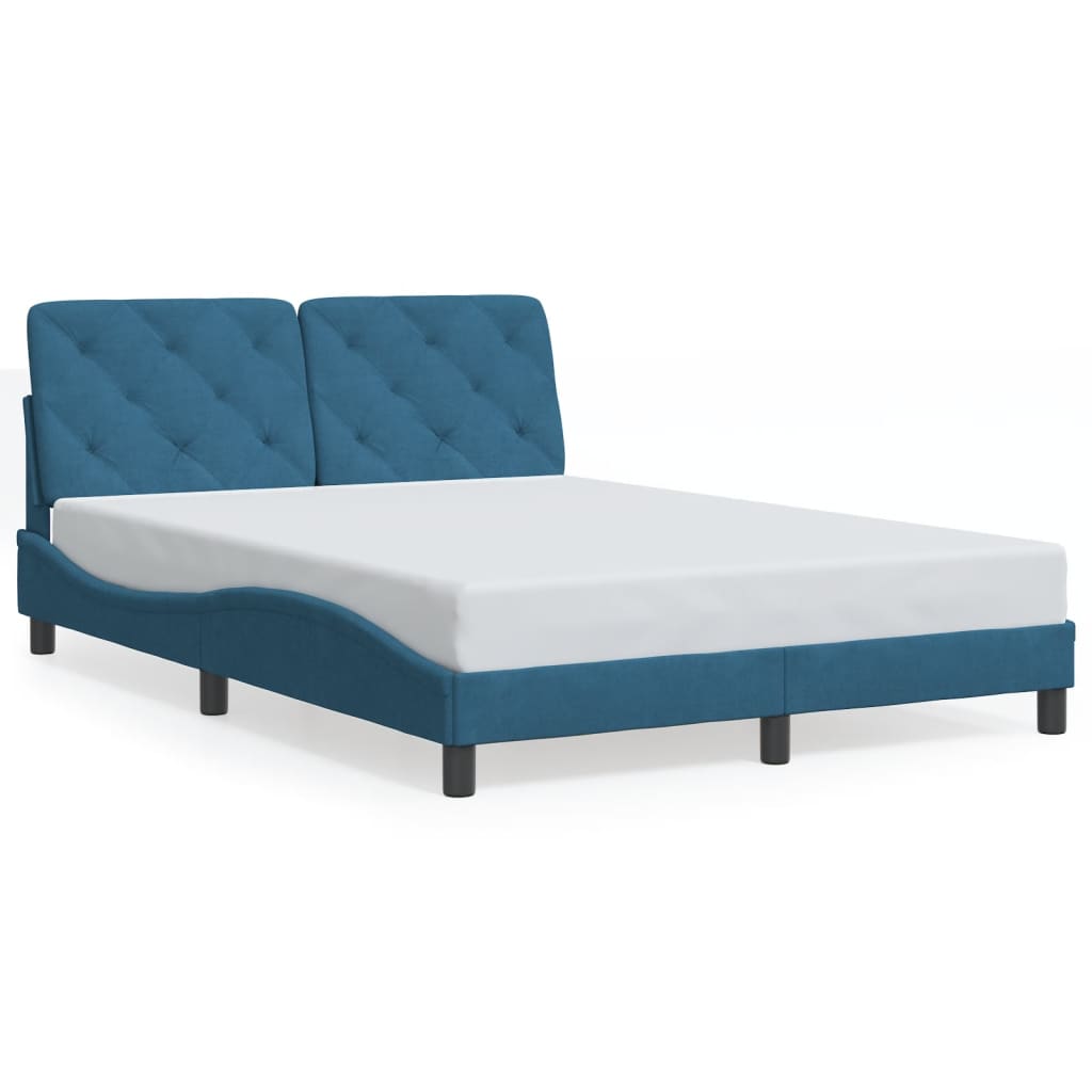 vidaXL Cadru de pat cu lumini LED, albastru, 120x200 cm, catifea