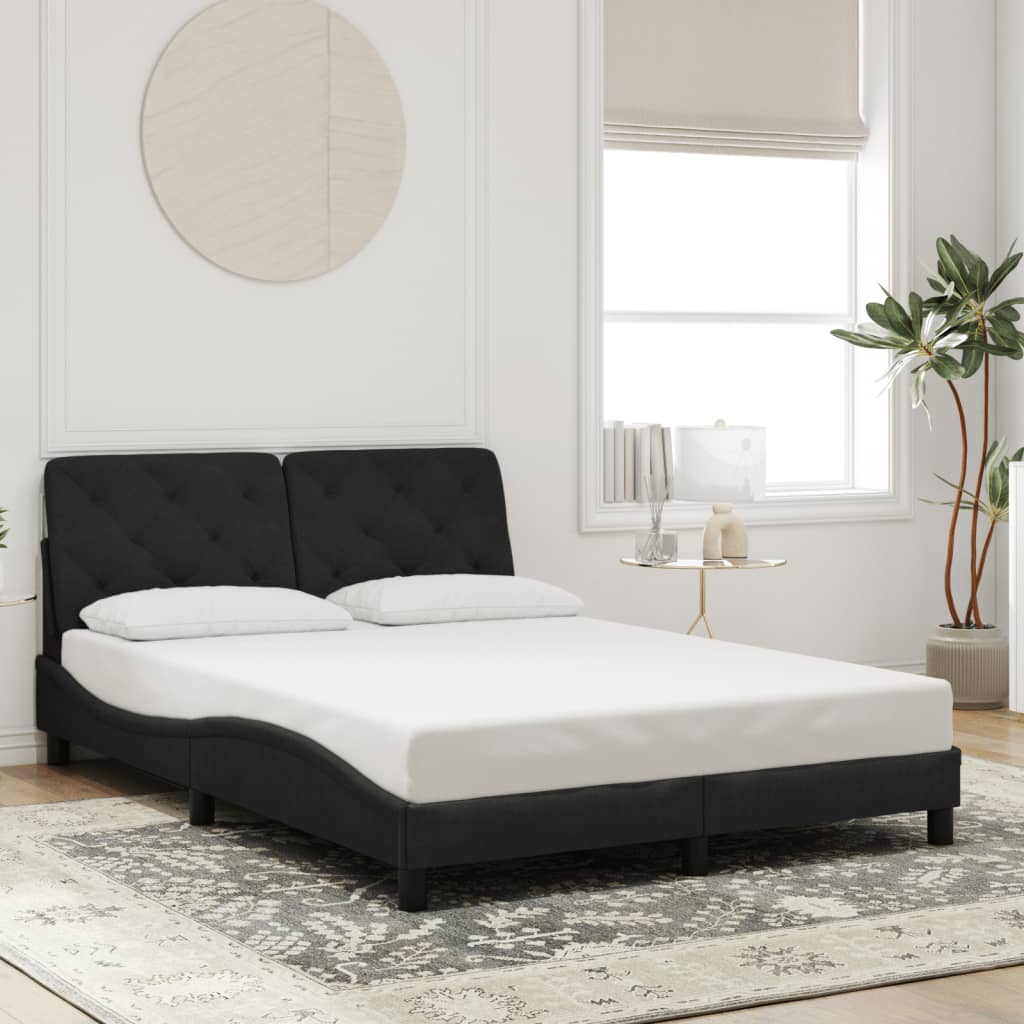 vidaXL Cadru de pat cu lumini LED, negru, 140x190 cm, catifea vidaXL Cadru de pat cu lumini LED, negru, 140x190 cm, catifea