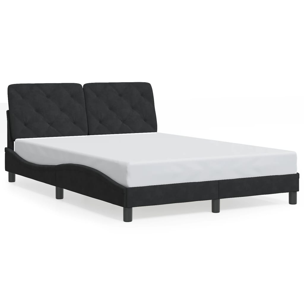 vidaXL Cadru de pat cu lumini LED, negru, 140x190 cm, catifea vidaXL Cadru de pat cu lumini LED, negru, 140x190 cm, catifea