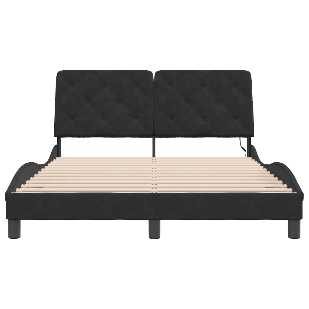vidaXL Cadru de pat cu lumini LED, negru, 140x190 cm, catifea vidaXL Cadru de pat cu lumini LED, negru, 140x190 cm, catifea