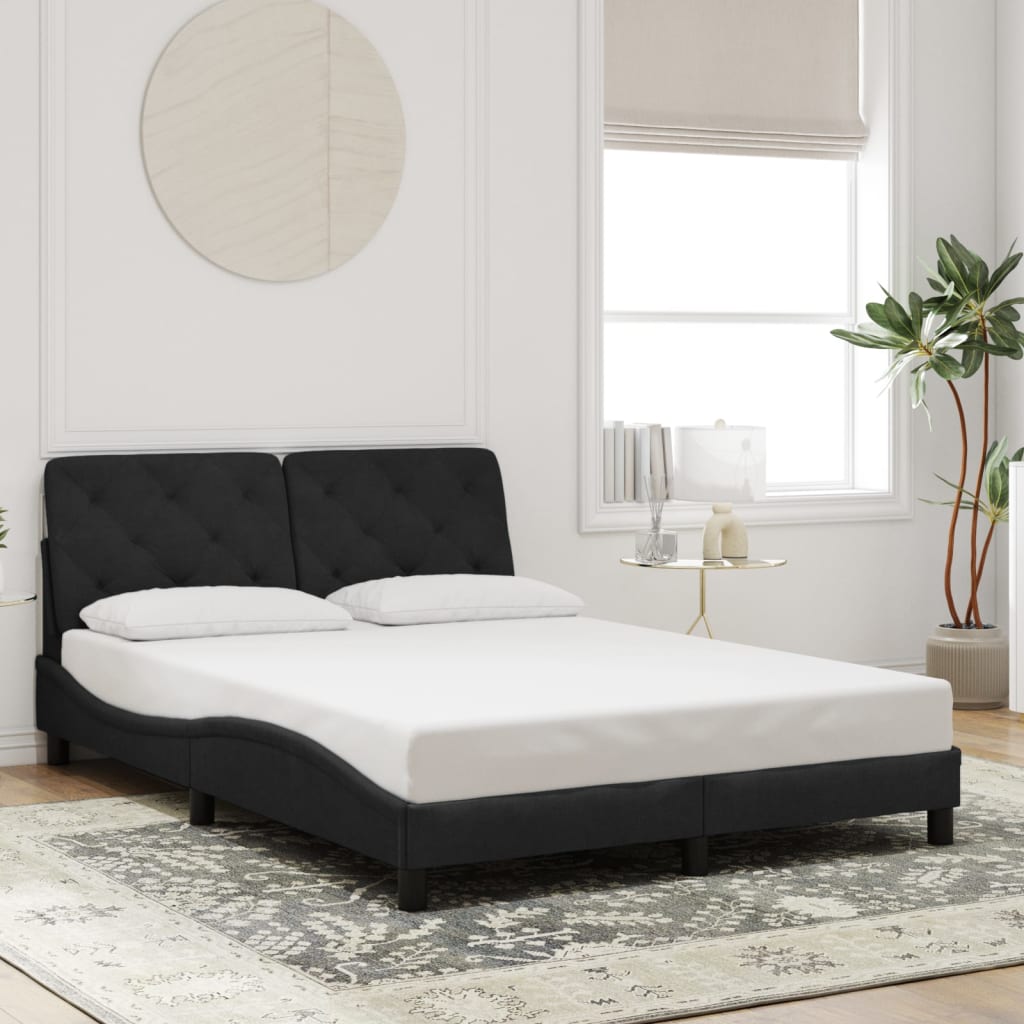 vidaXL Cadru de pat cu lumini LED, negru, 140x200 cm, catifea vidaXL Cadru de pat cu lumini LED, negru, 140x200 cm, catifea