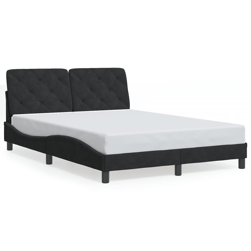 vidaXL Cadru de pat cu lumini LED, negru, 140x200 cm, catifea vidaXL Cadru de pat cu lumini LED, negru, 140x200 cm, catifea