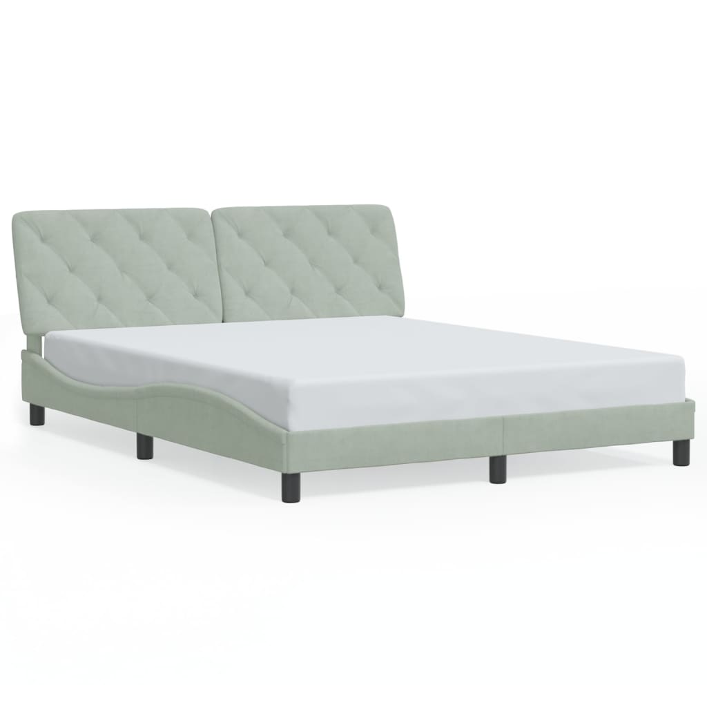 vidaXL Cadru de pat cu lumini LED, gri deschis, 160x200 cm, catifea vidaXL Cadru de pat cu lumini LED, gri deschis, 160x200 cm, catifea
