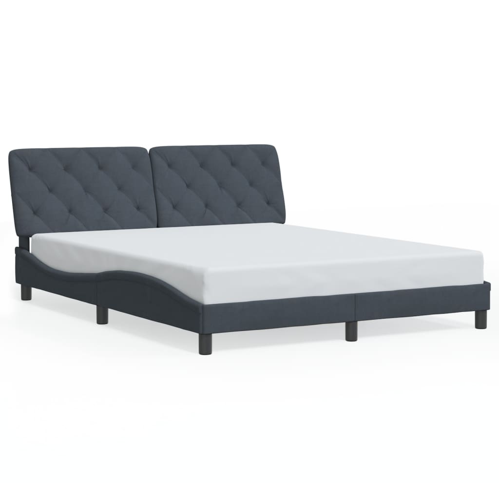vidaXL Cadru de pat cu lumini LED, gri închis, 160x200 cm, catifea