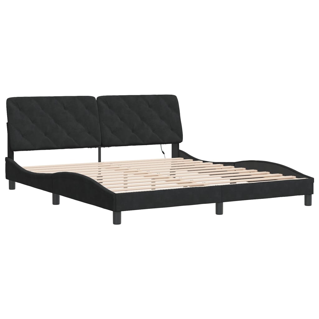 vidaXL Cadru de pat cu lumini LED, negru, 180x200 cm, catifea vidaXL Cadru de pat cu lumini LED, negru, 180x200 cm, catifea