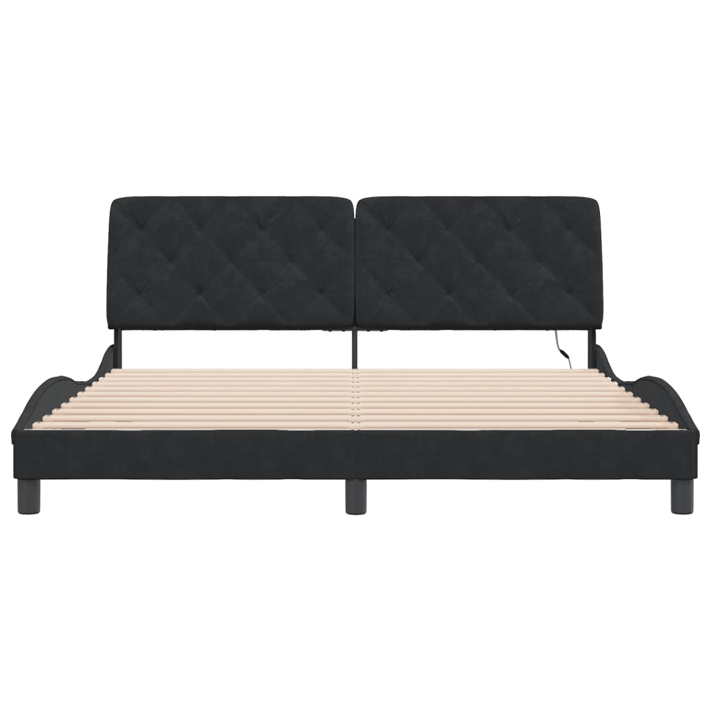 vidaXL Cadru de pat cu lumini LED, negru, 180x200 cm, catifea vidaXL Cadru de pat cu lumini LED, negru, 180x200 cm, catifea