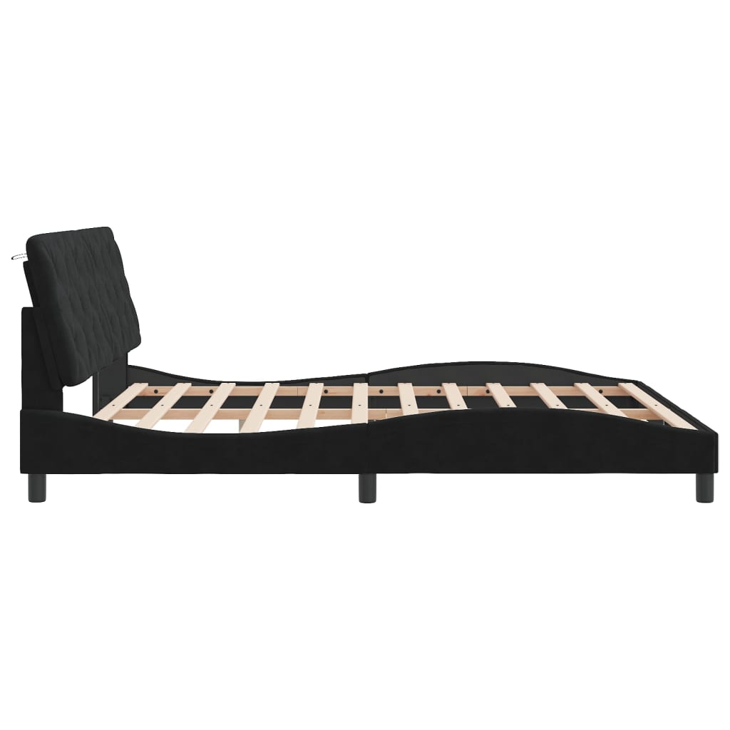vidaXL Cadru de pat cu lumini LED, negru, 180x200 cm, catifea vidaXL Cadru de pat cu lumini LED, negru, 180x200 cm, catifea