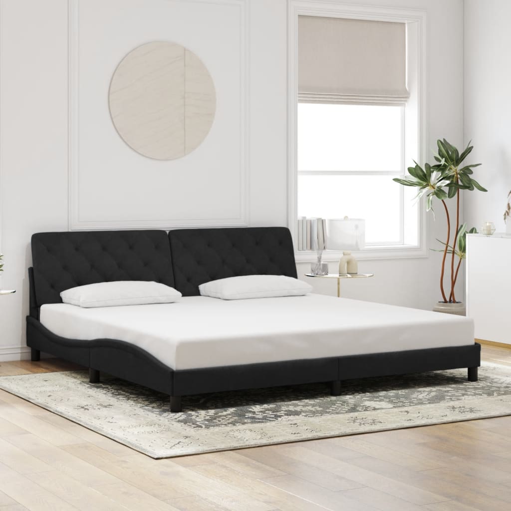 vidaXL Cadru de pat cu lumini LED, negru, 200x200 cm, catifea