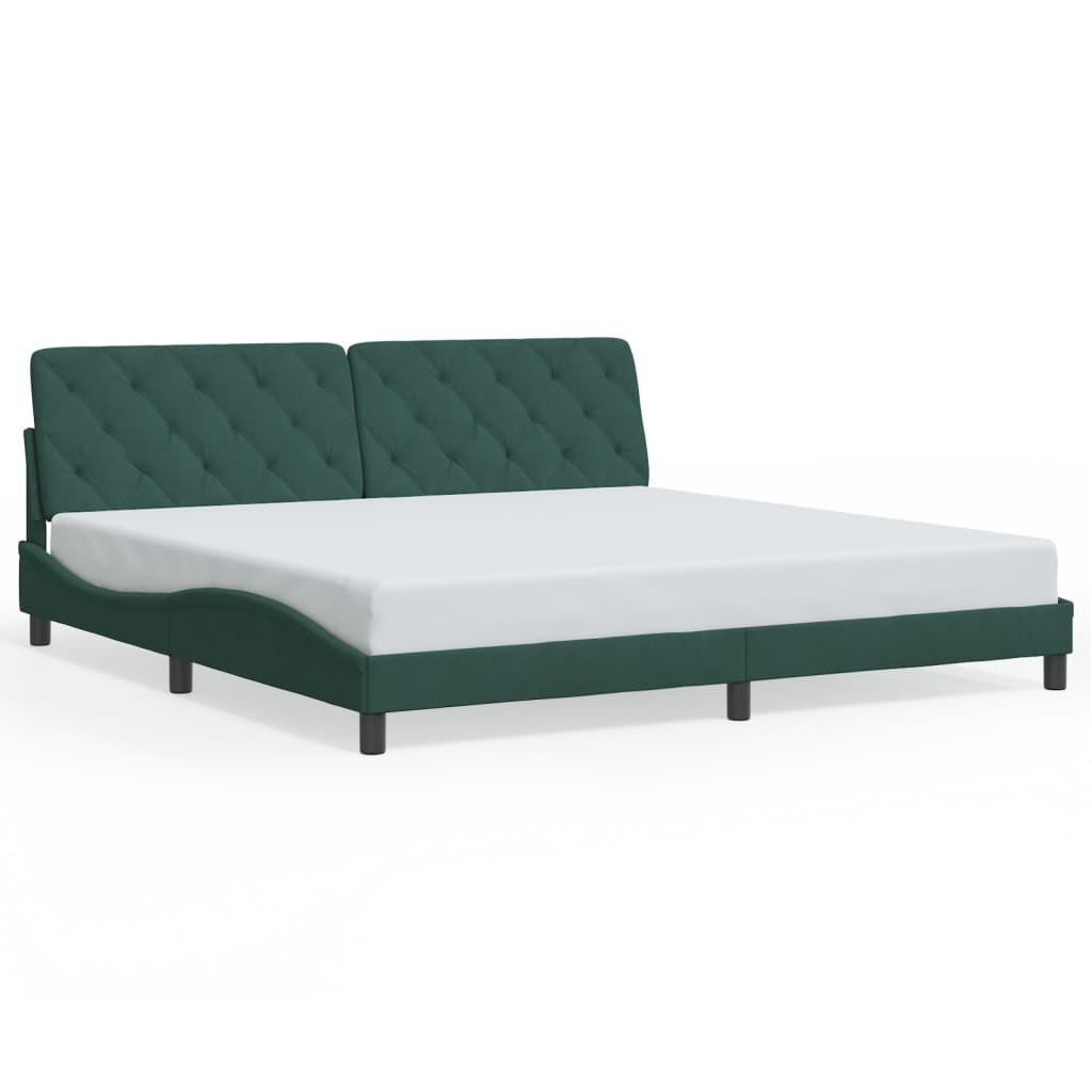 vidaXL Cadru de pat cu lumini LED, verde închis, 200x200 cm, catifea