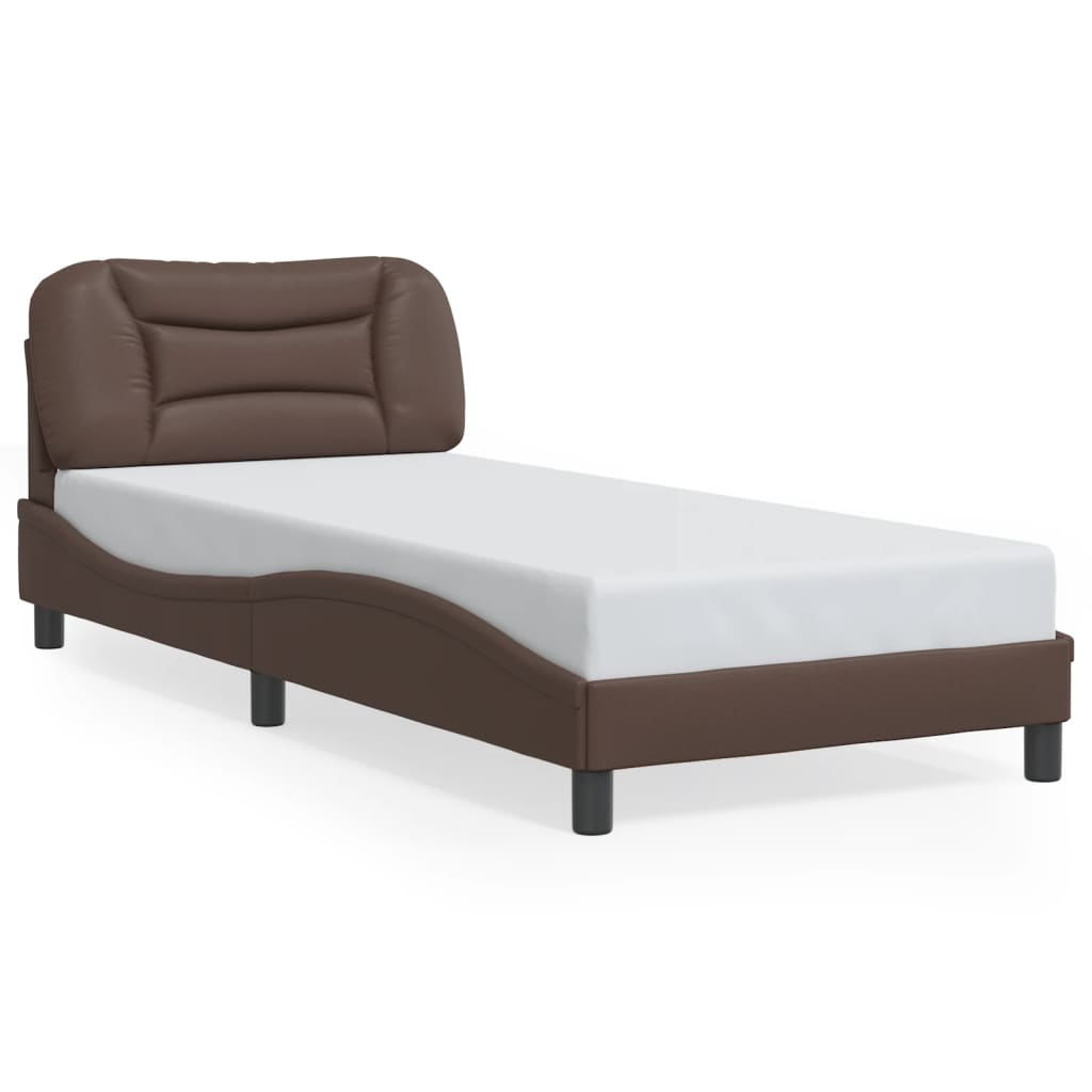 vidaXL Cadru de pat cu lumini LED, maro, 80x200 cm, piele ecologică vidaXL Cadru de pat cu lumini LED, maro, 80x200 cm, piele ecologică