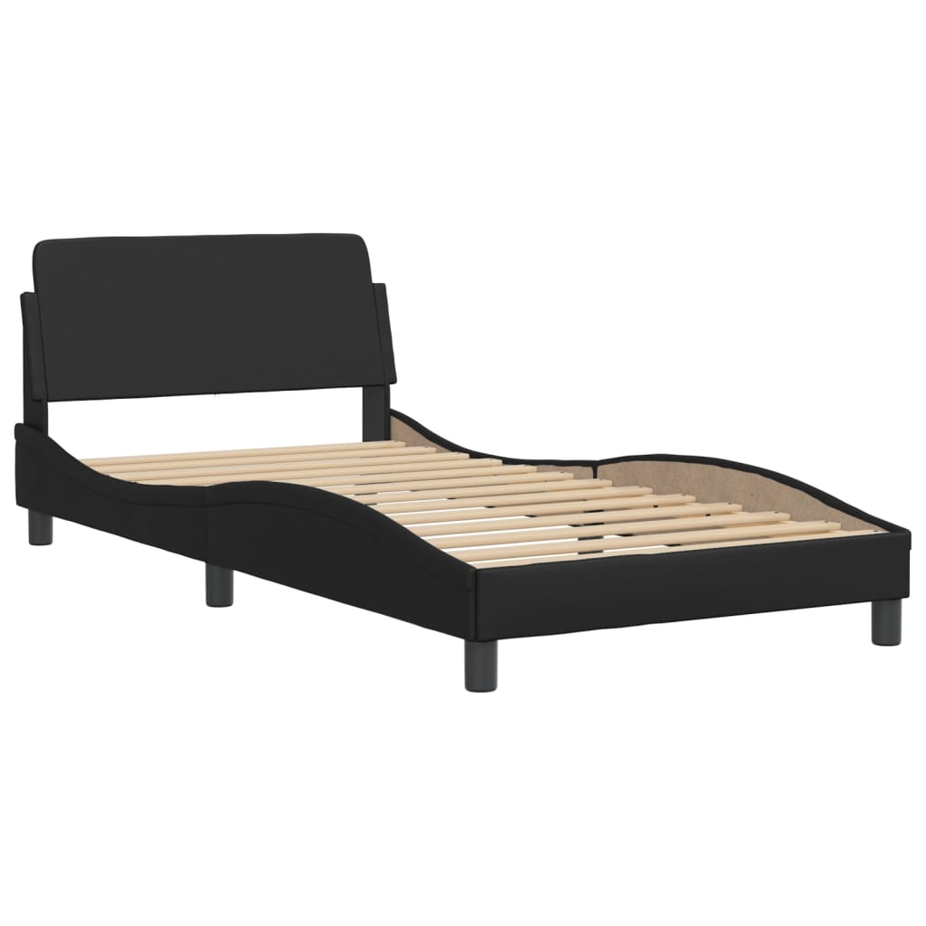vidaXL Cadru de pat cu lumini LED, negru, 100x200 cm, piele ecologică vidaXL Cadru de pat cu lumini LED, negru, 100x200 cm, piele ecologică
