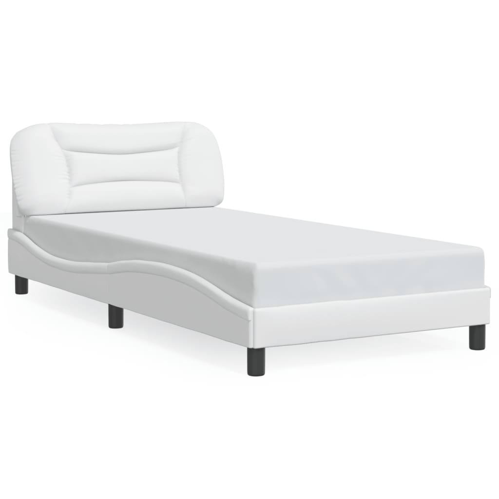 vidaXL Cadru de pat cu lumini LED, alb, 100x200 cm, piele ecologică vidaXL Cadru de pat cu lumini LED, alb, 100x200 cm, piele ecologică