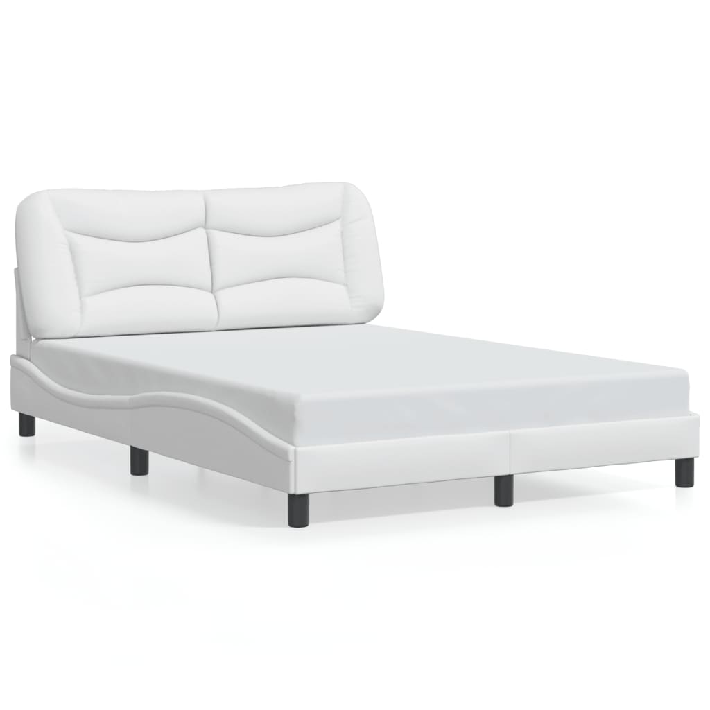 vidaXL Cadru de pat cu lumini LED, alb, 120x200 cm, piele ecologică vidaXL Cadru de pat cu lumini LED, alb, 120x200 cm, piele ecologică
