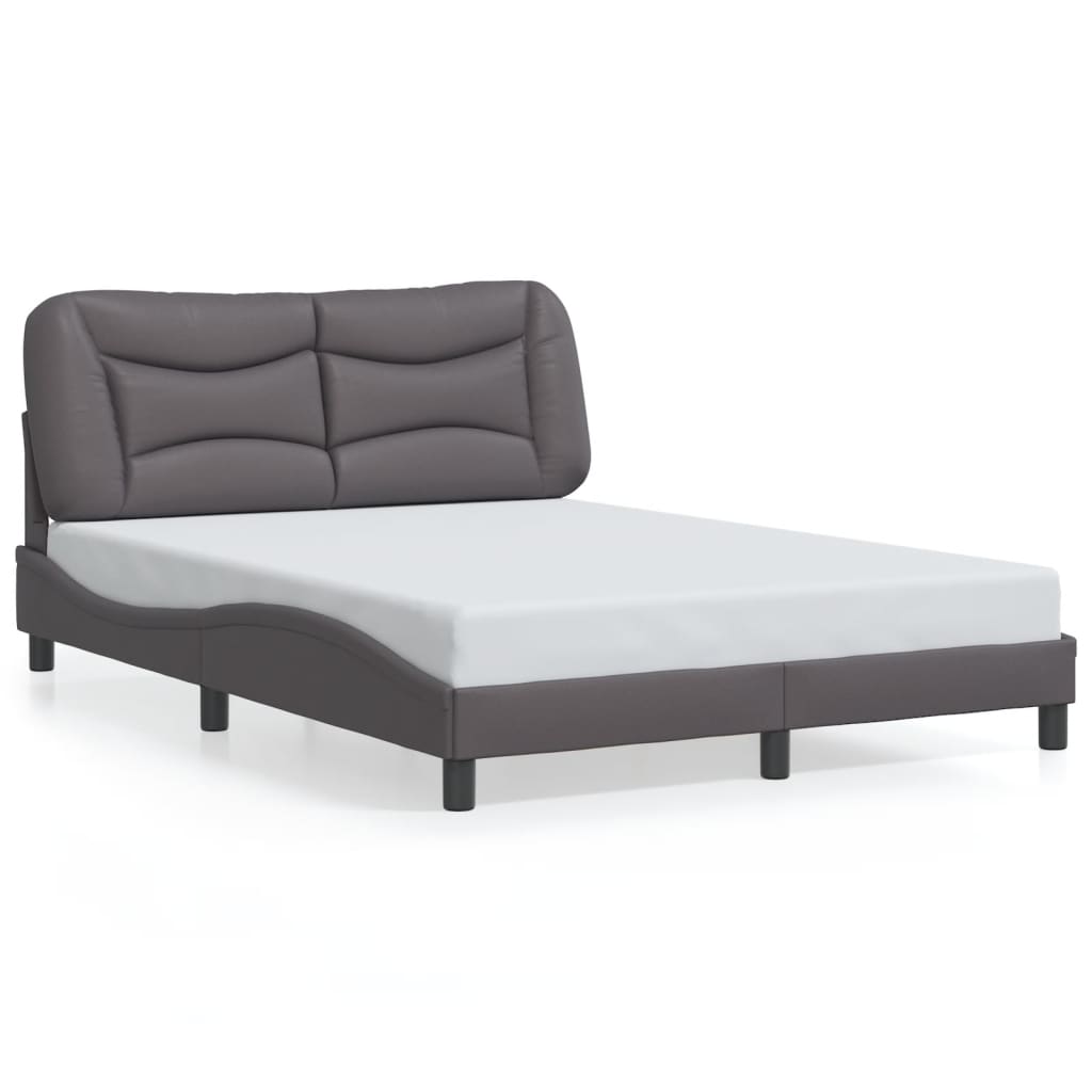 vidaXL Cadru de pat cu lumini LED, gri, 120x200 cm, piele ecologică